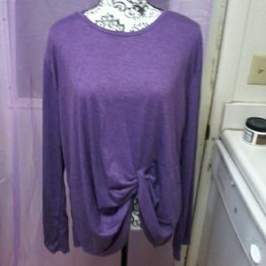 new purple long sleeve cinched tee, 2x